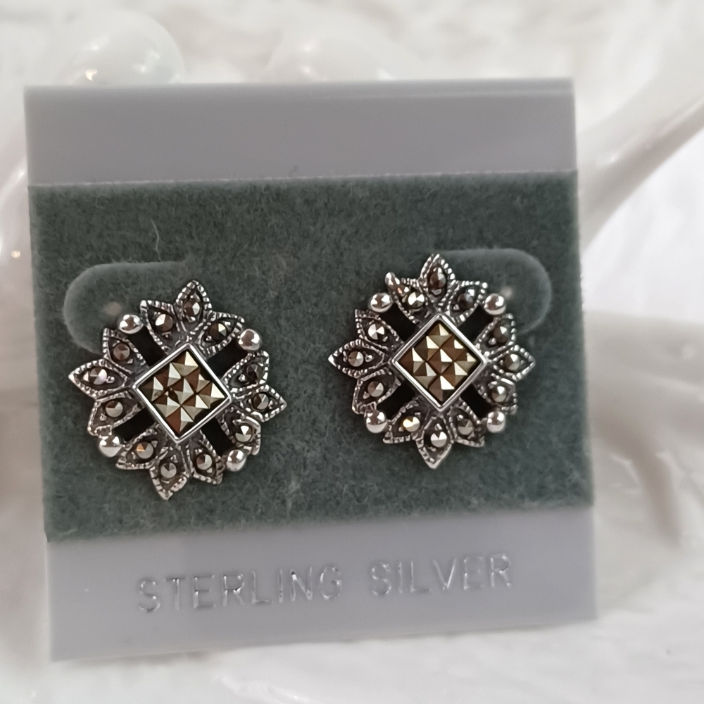 Sterling Silver Cluster Earrings